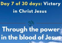 Through the power in the blood of Jesus