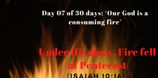 Under His glory. Fire fell at Pentecost