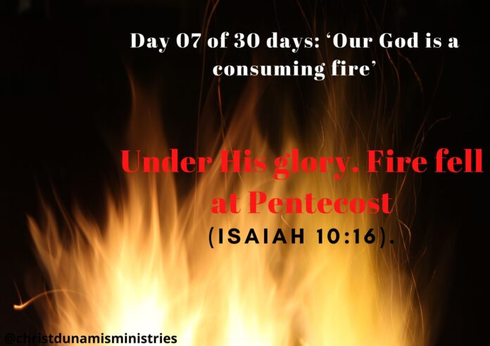 Under His glory. Fire fell at Pentecost
